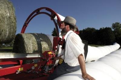 John Troyer at the wrapping machine